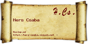 Hers Csaba névjegykártya
